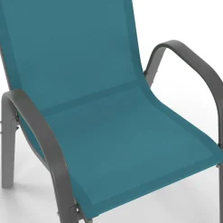 4 chaises de jardin en métal et textilène gris, noir et bleu*IDMarket
