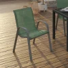 6 chaises de jardin vert olive empilables en métal et textilène*IDMarket New