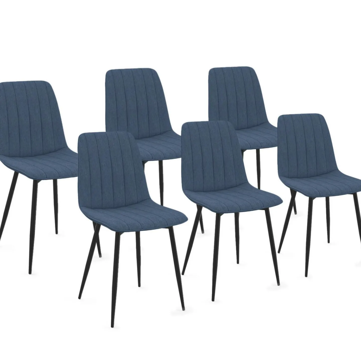 6 chaises en tissu bleu*IDMarket Outlet