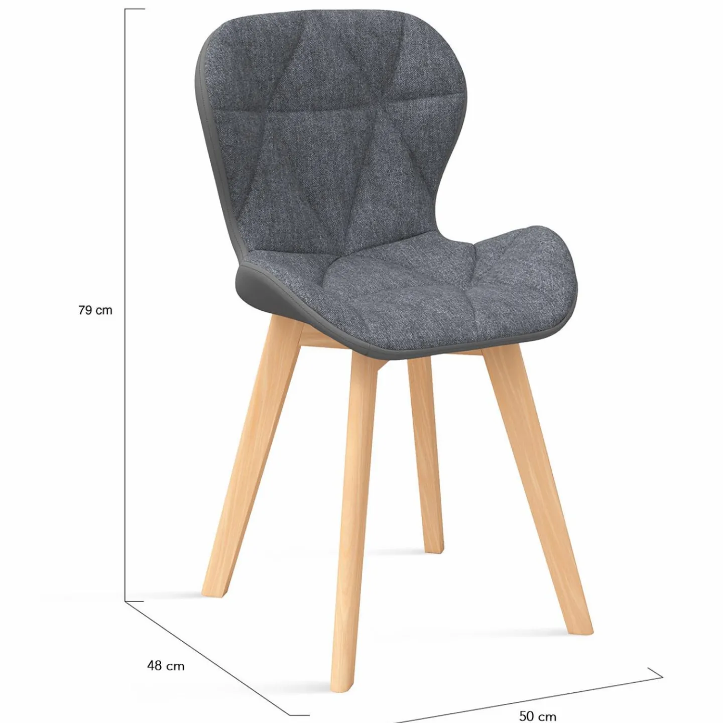 4 chaises en tissu et PU grises*IDMarket Outlet