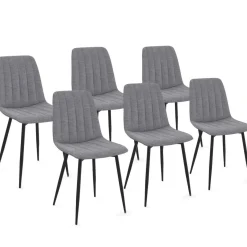 6 chaises en tissu gris clair*IDMarket New