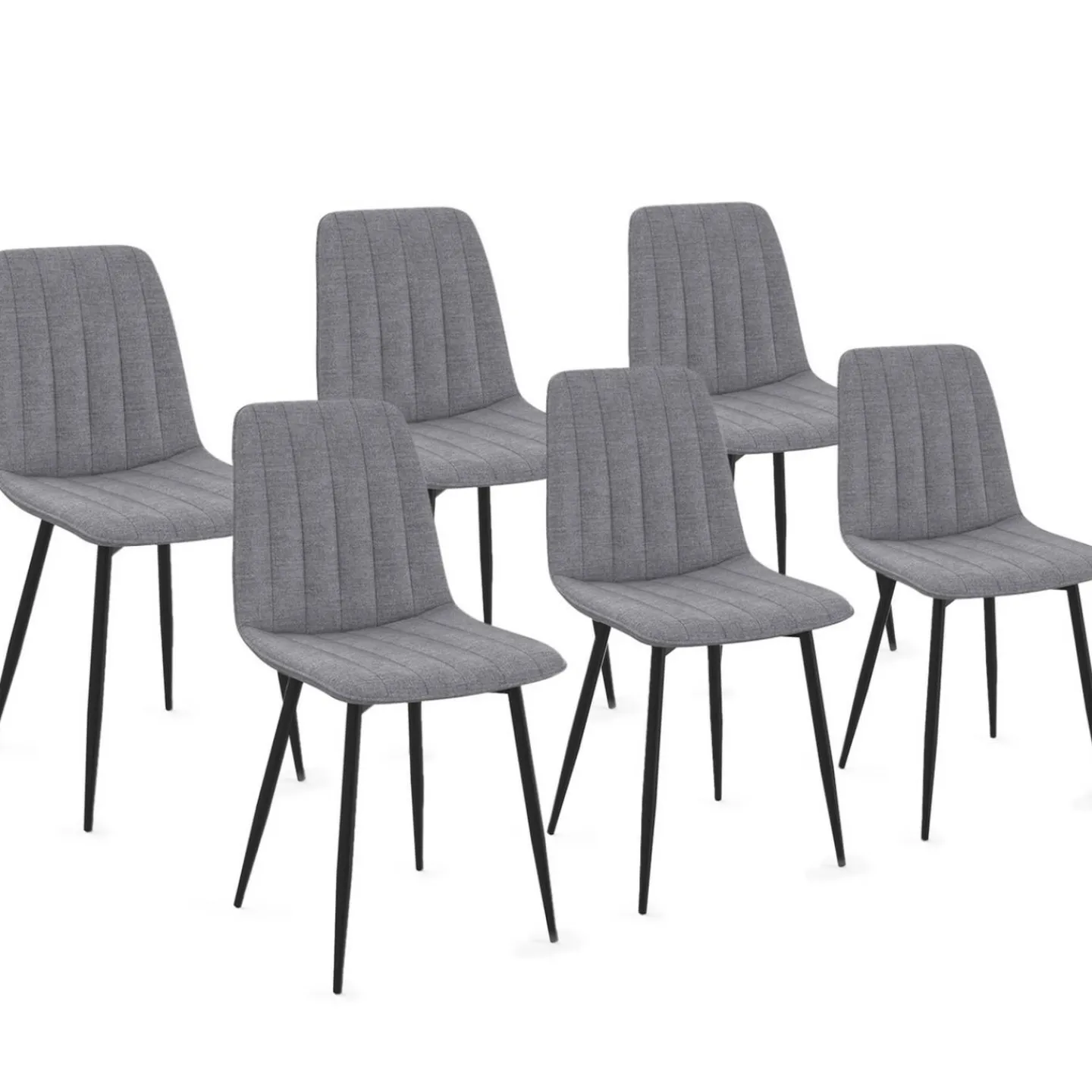 6 chaises en tissu gris clair*IDMarket New