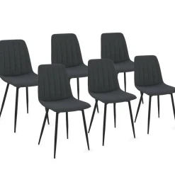 6 chaises en tissu gris foncé*IDMarket Outlet