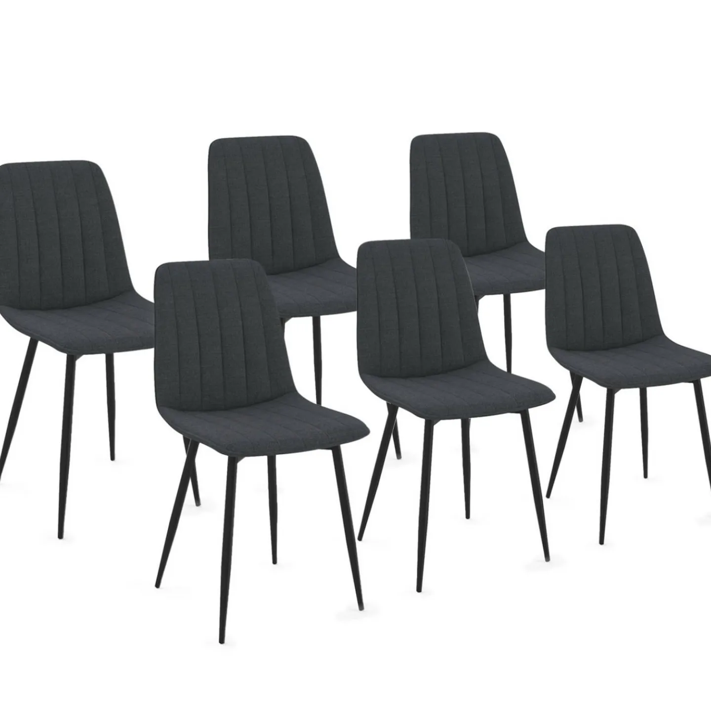 6 chaises en tissu gris foncé*IDMarket Outlet