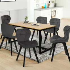 6 Chaises en velours gris foncé*IDMarket