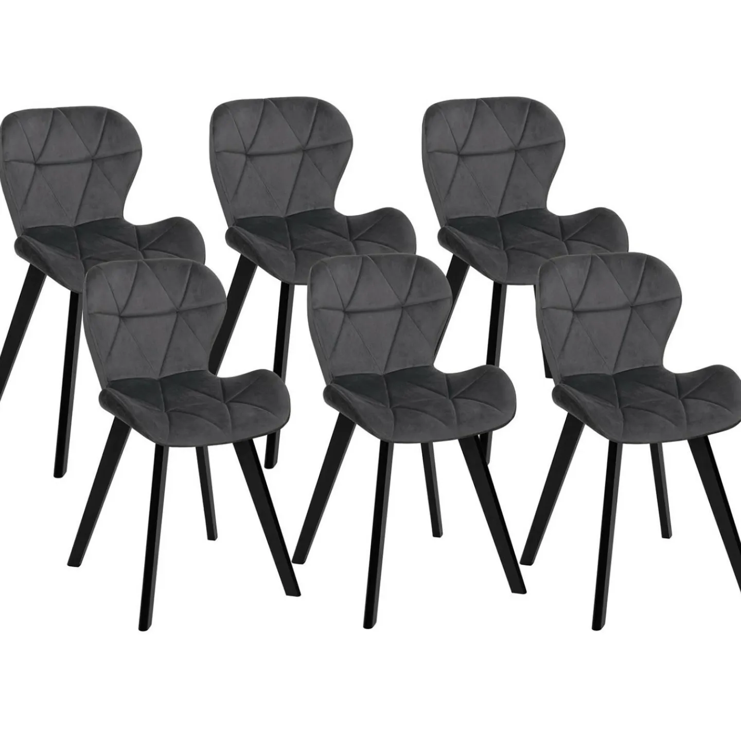 6 Chaises en velours gris foncé*IDMarket