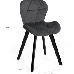 6 Chaises en velours gris foncé*IDMarket