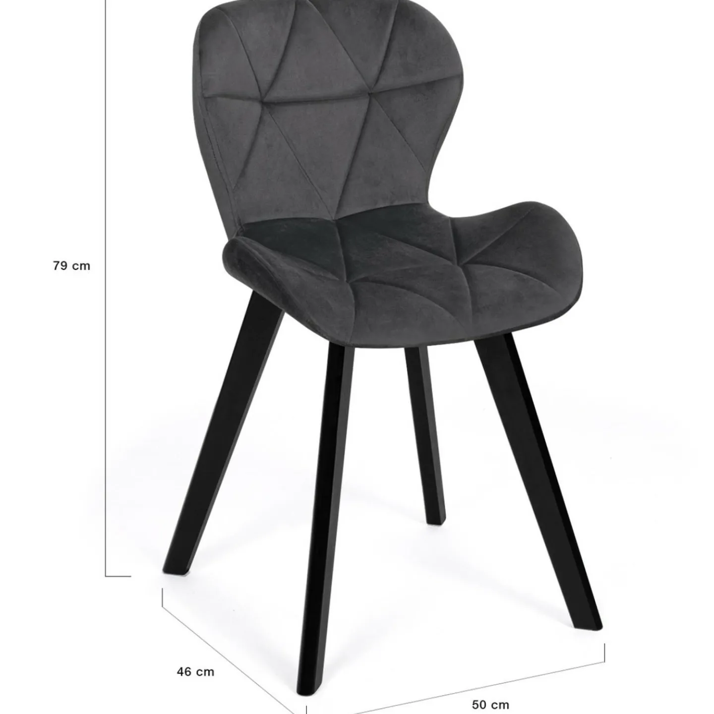 6 Chaises en velours gris foncé*IDMarket