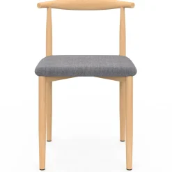 6 chaises imitation bois et tissu gris clair*IDMarket Online