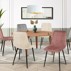 6 Chaises mix color pastel rose, gris et beige*IDMarket