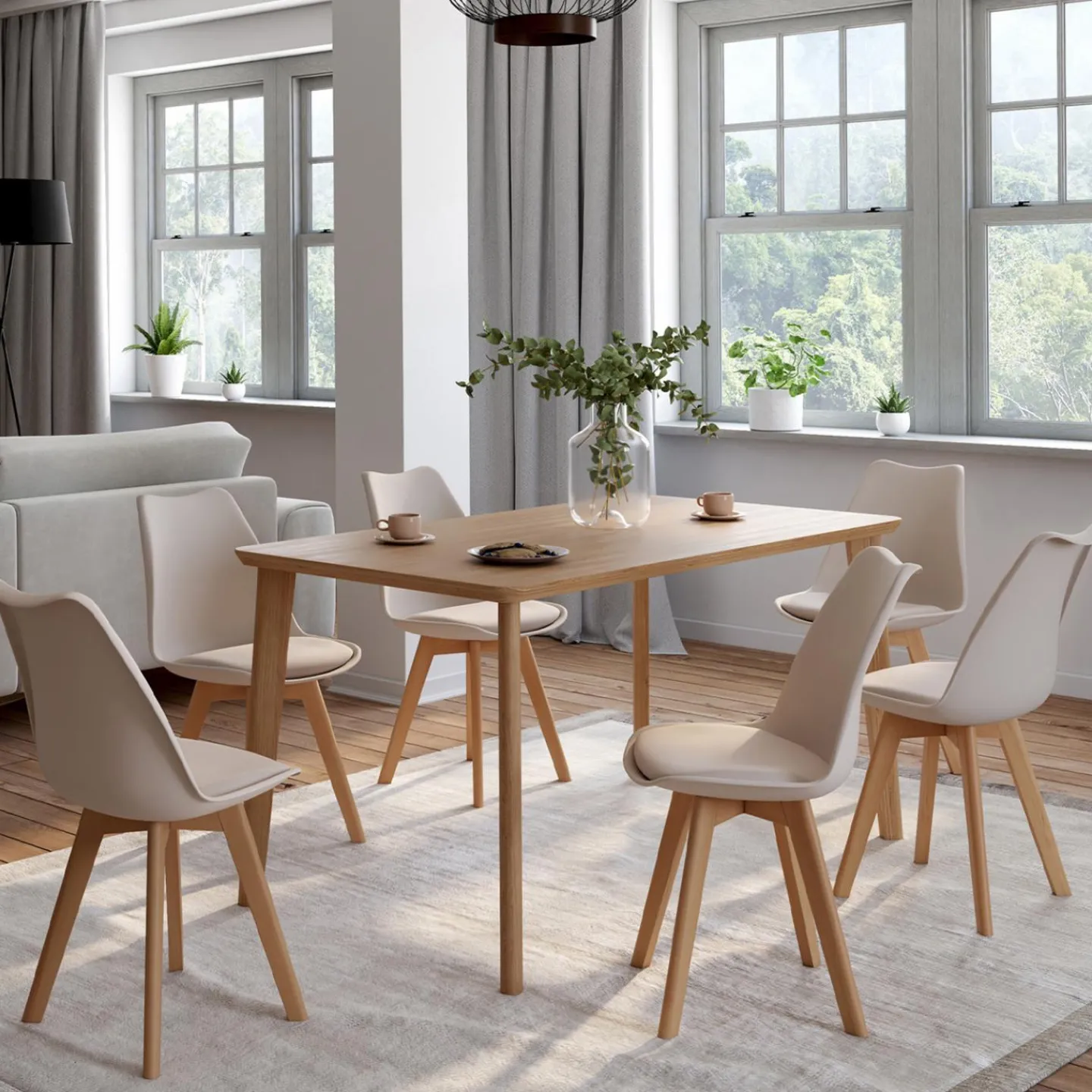 6 chaises scandinaves beiges*IDMarket Hot