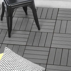 10 dalles de terrasse clipsables 30x30 cm en bois composite gris*IDMarket New