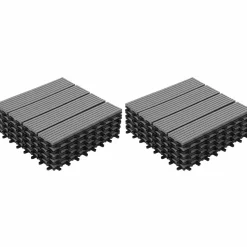10 dalles de terrasse clipsables 30x30 cm en bois composite gris*IDMarket New