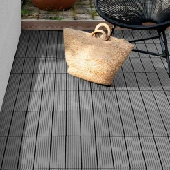 10 dalles de terrasse clipsables 30x30 cm en bois composite gris*IDMarket New