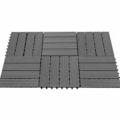 10 dalles de terrasse clipsables 30x30 cm en bois composite gris*IDMarket New