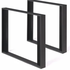 2 pieds de table carrés noir 75 cm*IDMarket Best