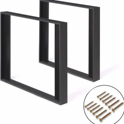 2 pieds de table carrés noir 75 cm*IDMarket Best