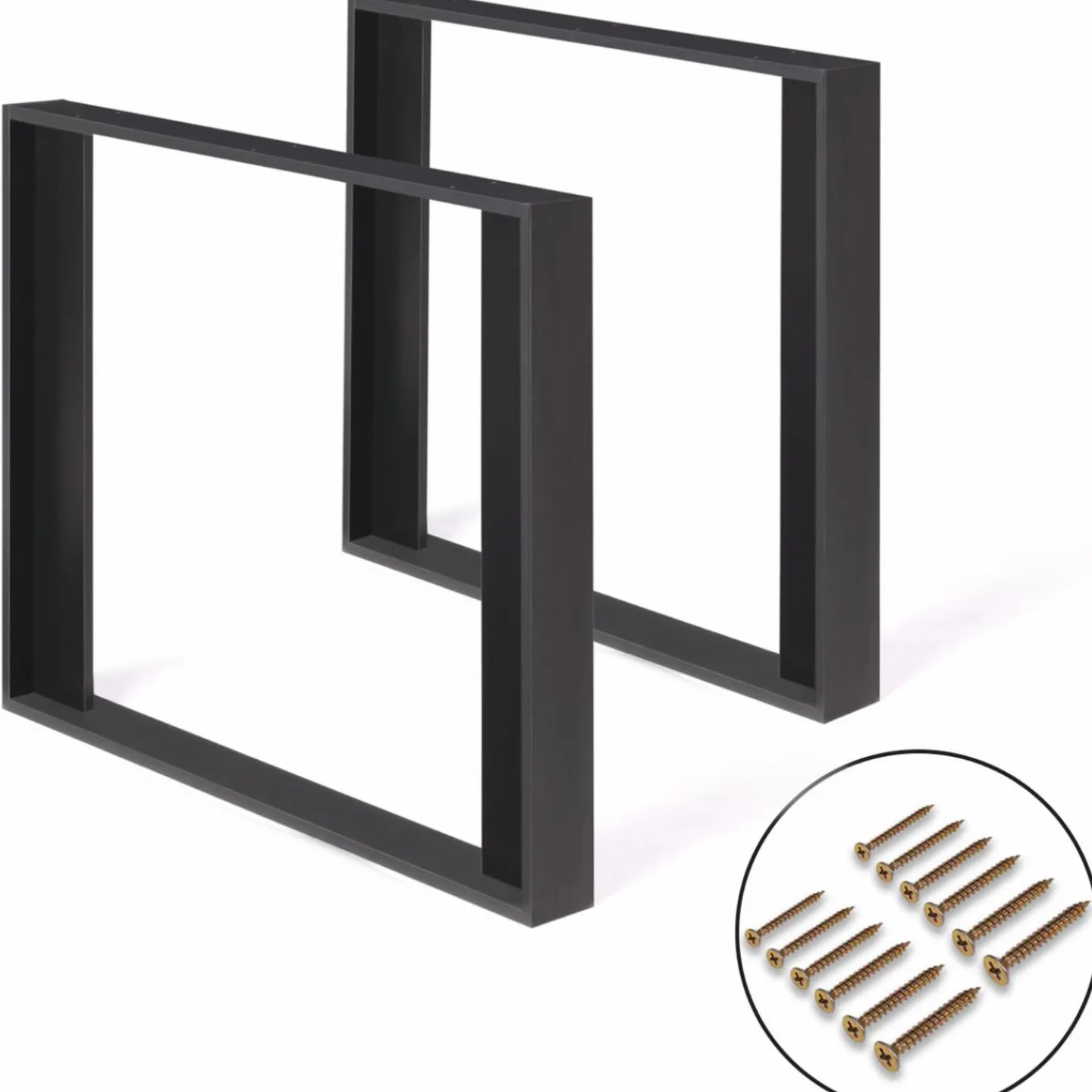 2 pieds de table carrés noir 75 cm*IDMarket Best