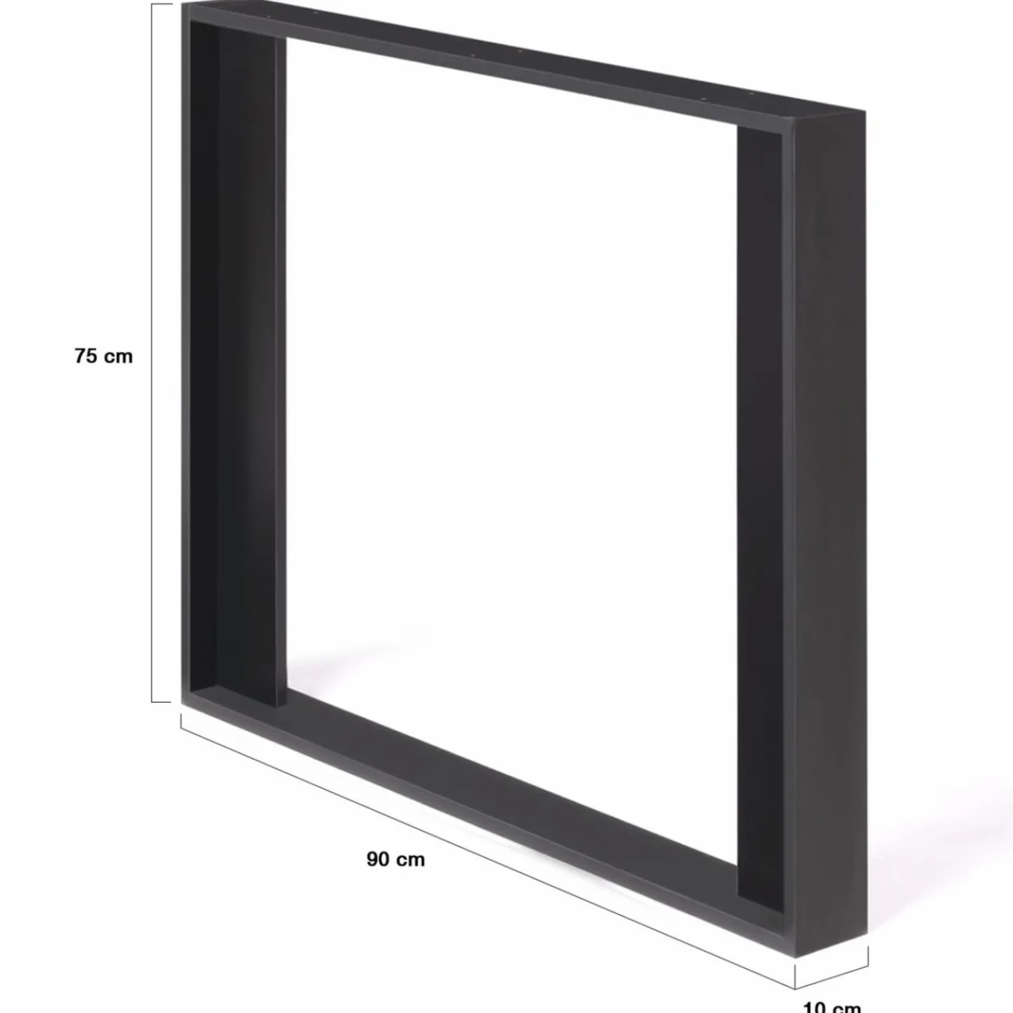 2 pieds de table carrés noir 75 cm*IDMarket Best