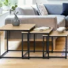 3 tables basses gigognes bois et métal carrées*IDMarket