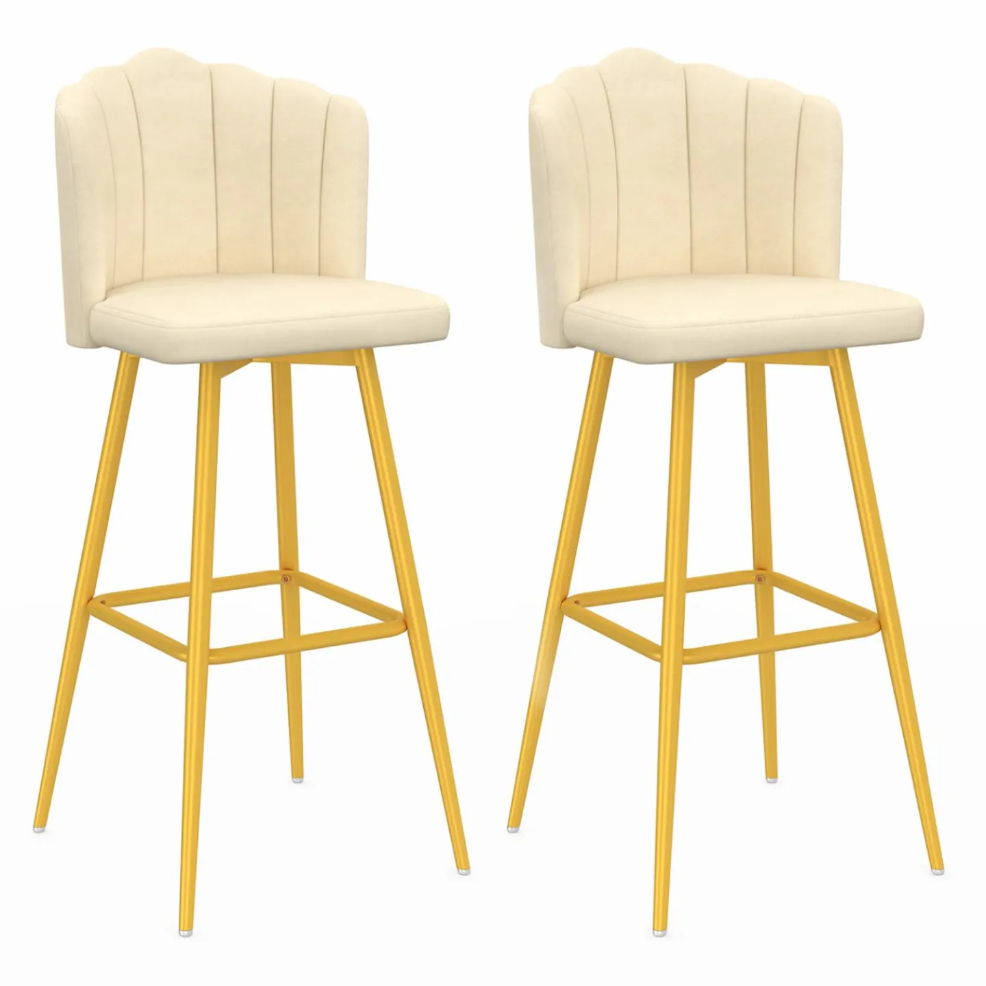 2 tabourets coquillages en velours crème*IDMarket Clearance