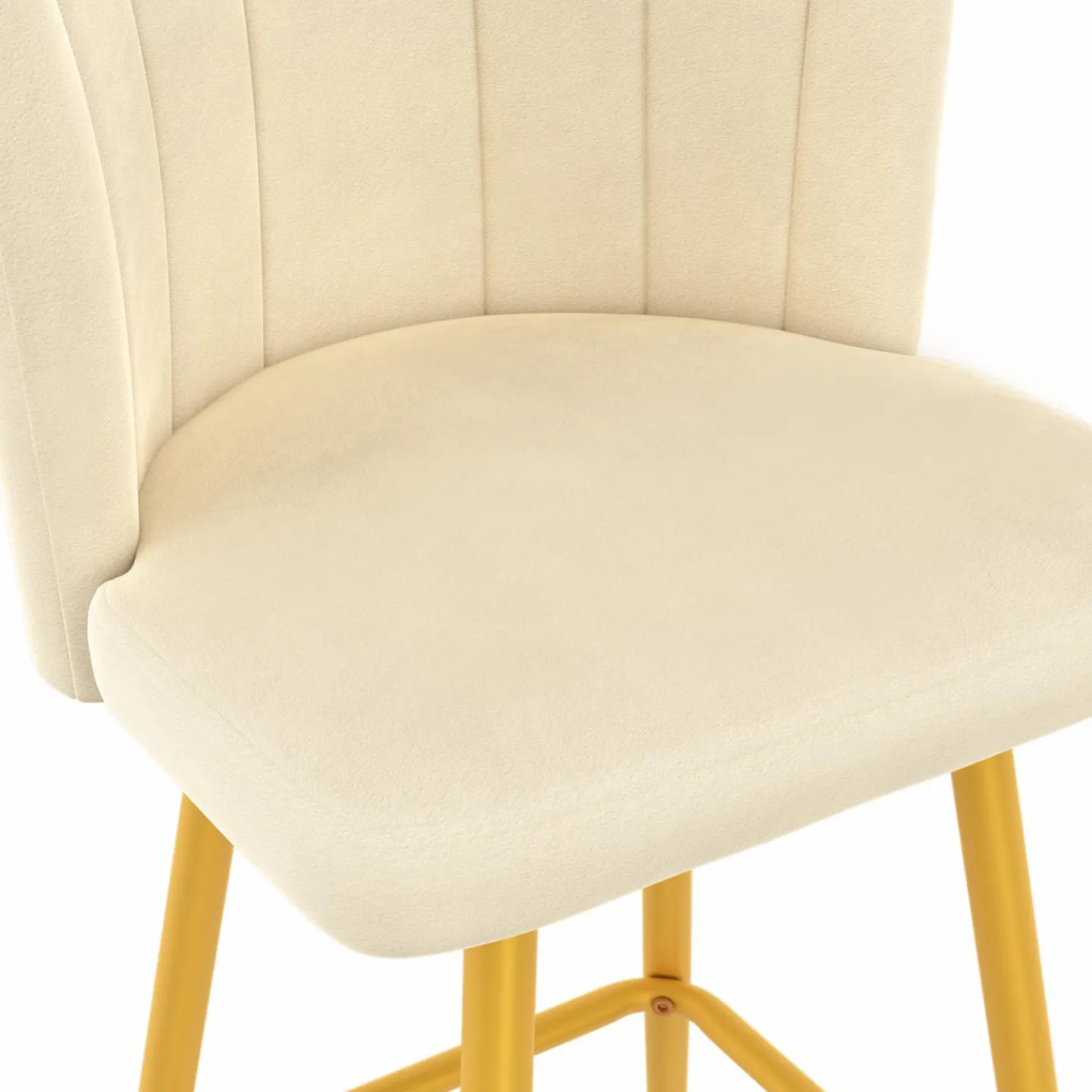 2 tabourets coquillages en velours crème*IDMarket Clearance