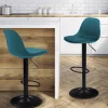 2 tabourets de bar design bleu canard et pied noir*IDMarket Clearance