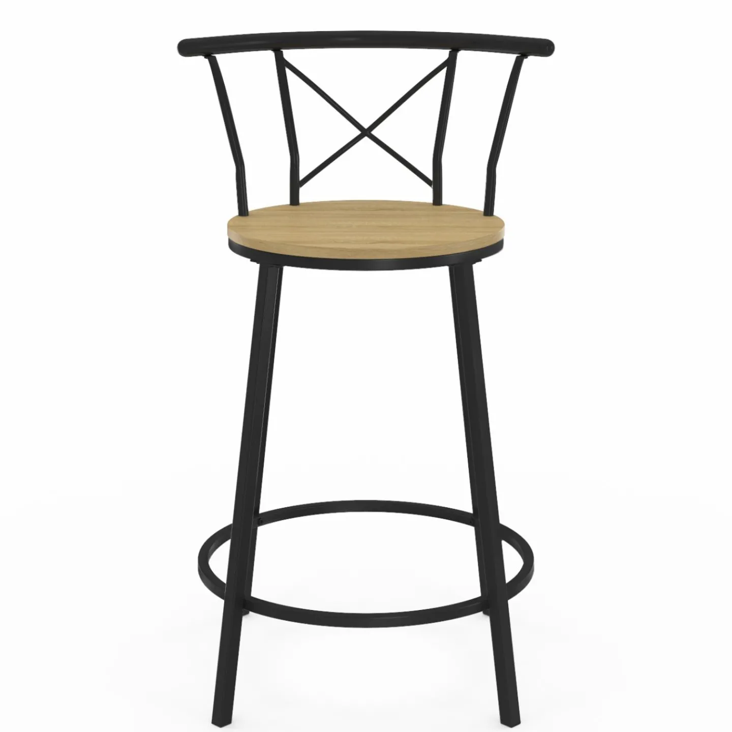 4 tabourets de bar industriel avec dossier arrondi*IDMarket New