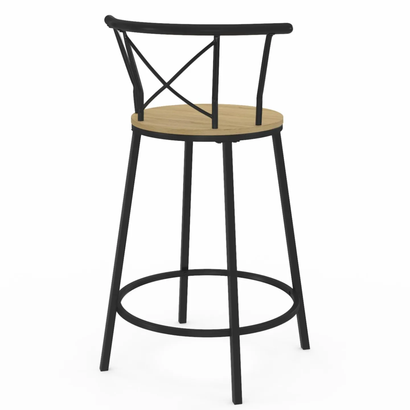 4 tabourets de bar industriel avec dossier arrondi*IDMarket New
