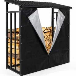 Abri bûches extérieur avec housse de protection*IDMarket Outlet