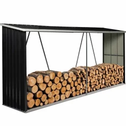 Abri bois de chauffage 4 m³ en acier galvanisé*IDMarket New