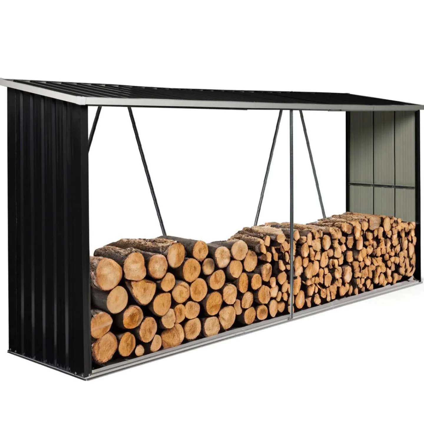 Abri bois de chauffage 4 m³ en acier galvanisé*IDMarket New