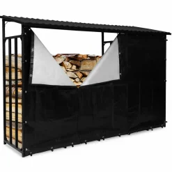 Abri bois de chauffage en acier galvanisé avec housse de protection*IDMarket New
