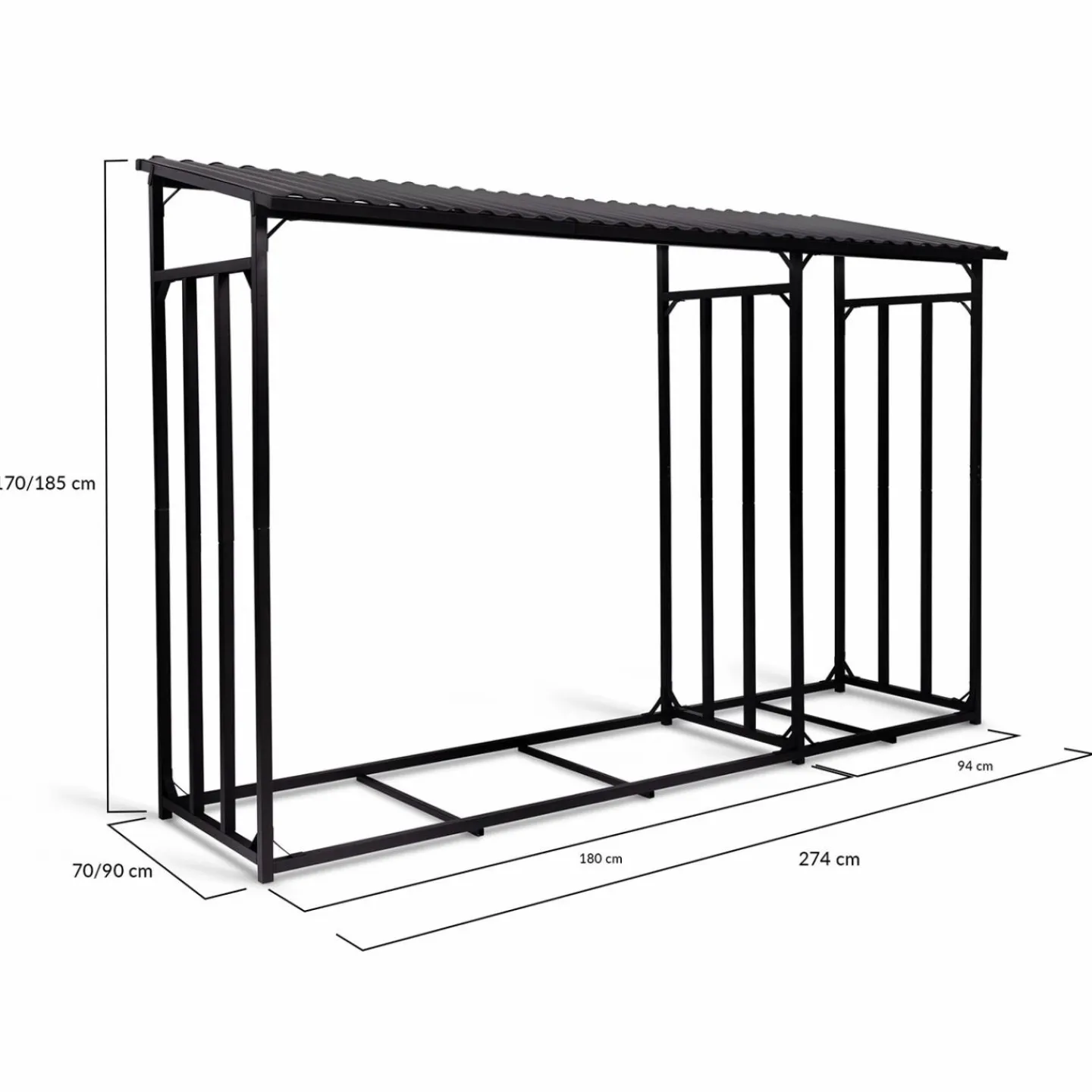 Abri bois de chauffage en acier galvanisé avec housse de protection*IDMarket New