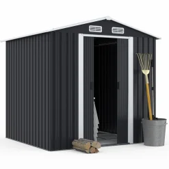 Abri de jardin gris en acier galvanisé*IDMarket Best