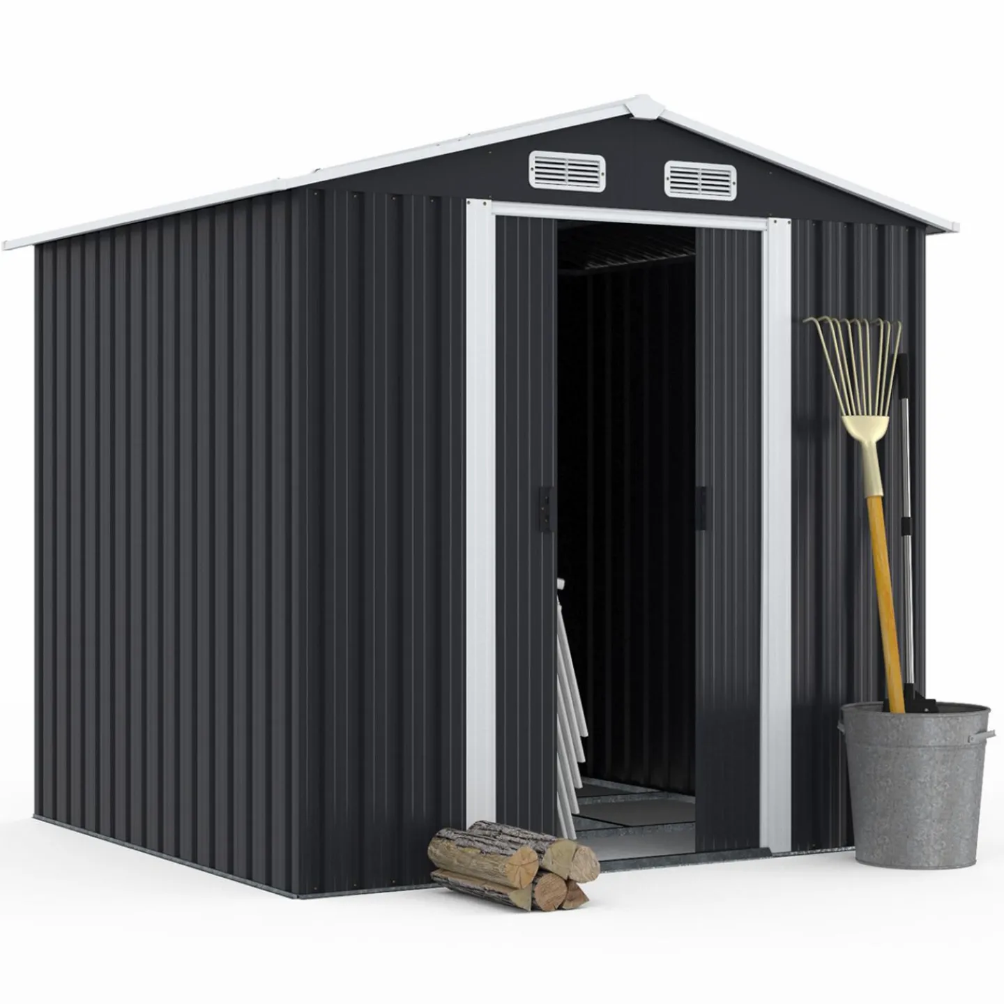 Abri de jardin gris en acier galvanisé*IDMarket Best