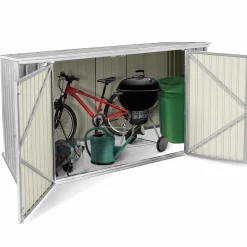 Abri de jardin multi-rangements en métal gris clair*IDMarket Best