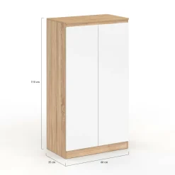 Armoire à chaussures 18 paires 2 portes blanc et effet bois*IDMarket Hot