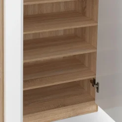 Armoire à chaussures 18 paires 2 portes blanc et effet bois*IDMarket Hot