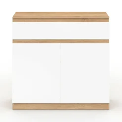 Armoire à chaussures 12 paires 2 portes 1 tiroir blanc et effet bois*IDMarket Online