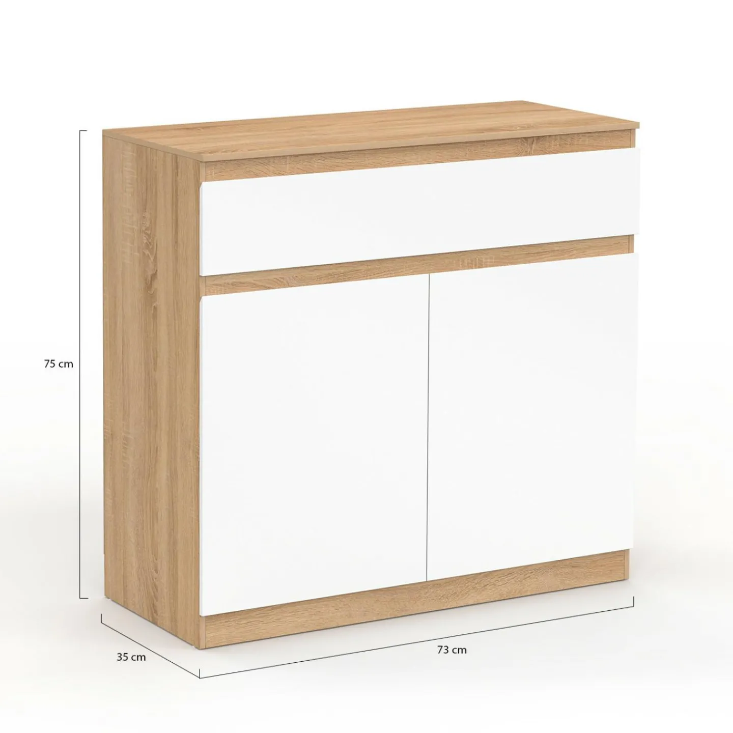 Armoire à chaussures 12 paires 2 portes 1 tiroir blanc et effet bois*IDMarket Online