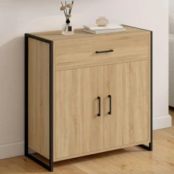 Armoire à chaussures 12 paires 2 portes et 1 tiroir design industriel*IDMarket Sale