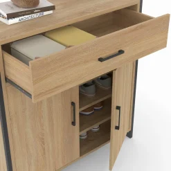 Armoire à chaussures 12 paires 2 portes et 1 tiroir design industriel*IDMarket Sale