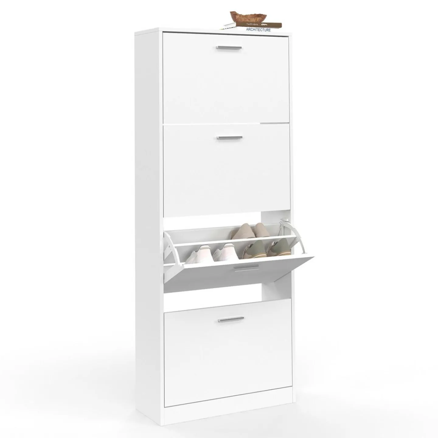Armoire à chaussures 4 portes blanche*IDMarket Hot
