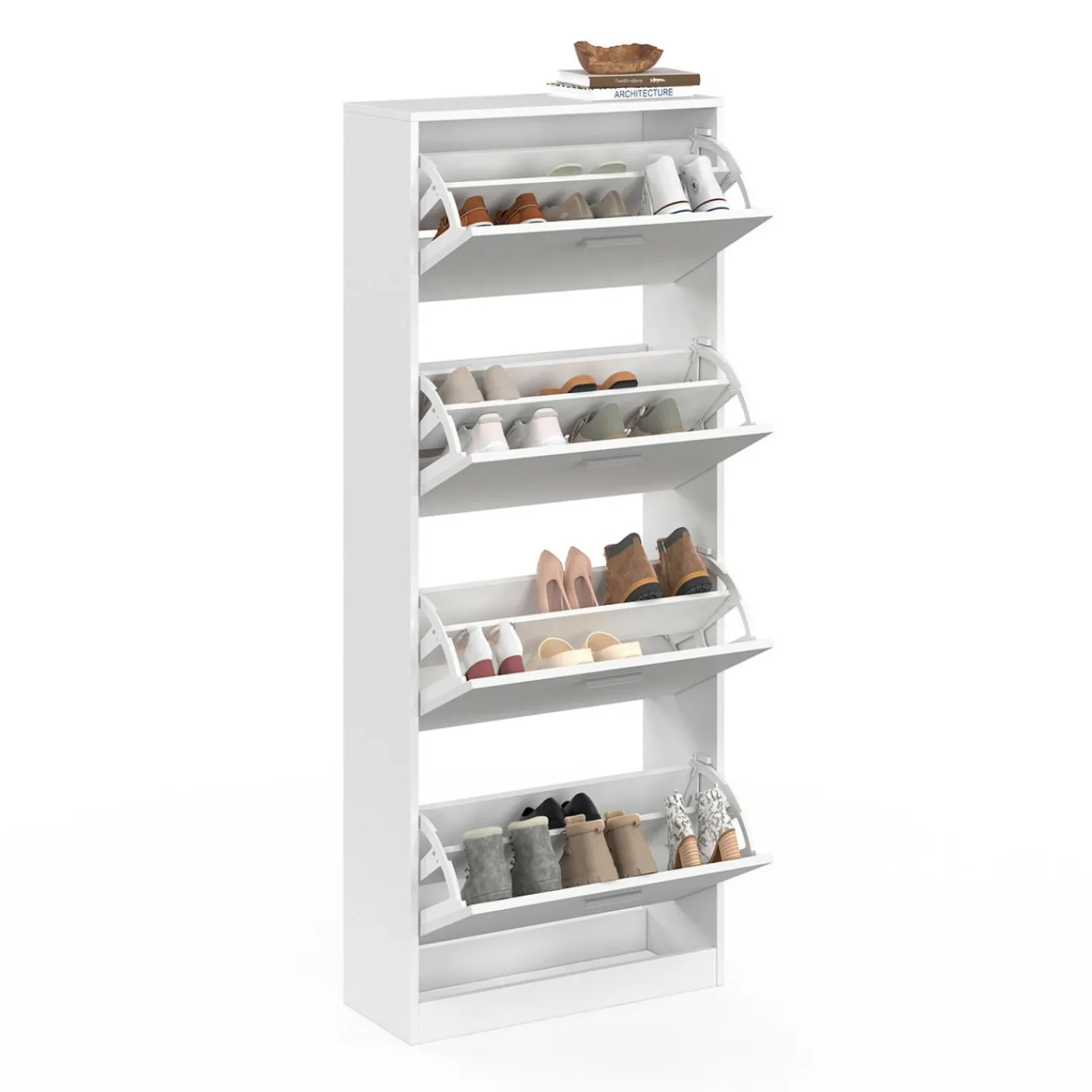 Armoire à chaussures 4 portes blanche*IDMarket Hot