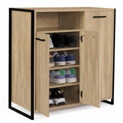 Armoire à chaussures avec portes et une niche bois et métal*IDMarket Hot