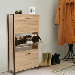 Armoire à chaussures bois et métal*IDMarket Clearance