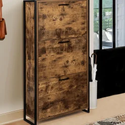 Armoire à chaussures industrielle 3 portes effet vieilli*IDMarket New
