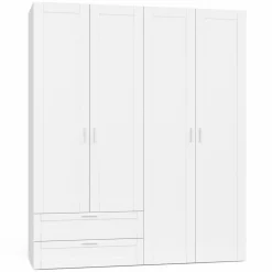 Armoire 4 portes blanche dressing penderie et 2 tiroirs 160 cm*IDMarket Hot