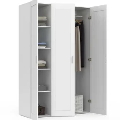 Armoire 3 portes blanche penderie et rangement 120 cm*IDMarket Online